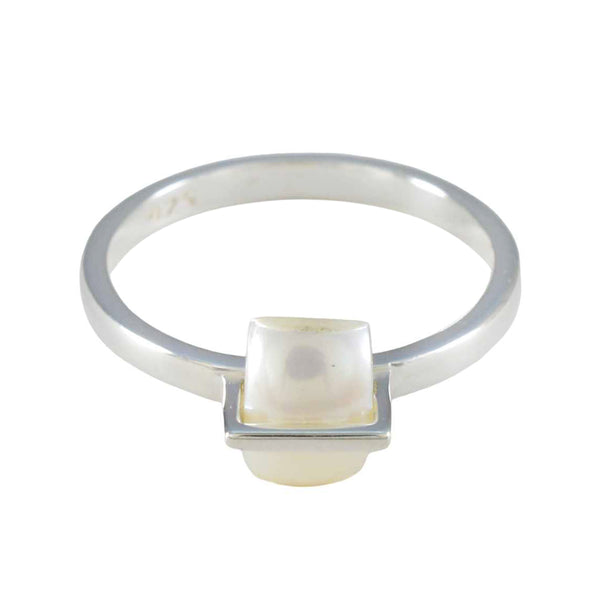 Pearl Solitaire Japanese Sterling Silver White Gems Dainty Boho Ring Jewelry