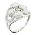 Pearl Penta German 925 Silver White Gemstones Slim Luxurious Ring Jewelry