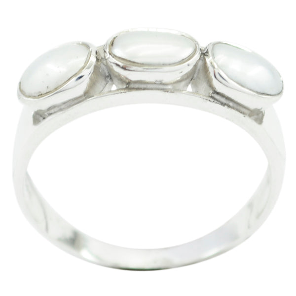 Pearl Trilogy Korean 925 Sterling Silver White Gemstone Dainty Luxurious Ring Jewelry