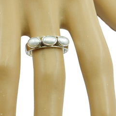 Pearl Trilogy Korean 925 Sterling Silver White Gemstone Dainty Luxurious Ring Jewelry