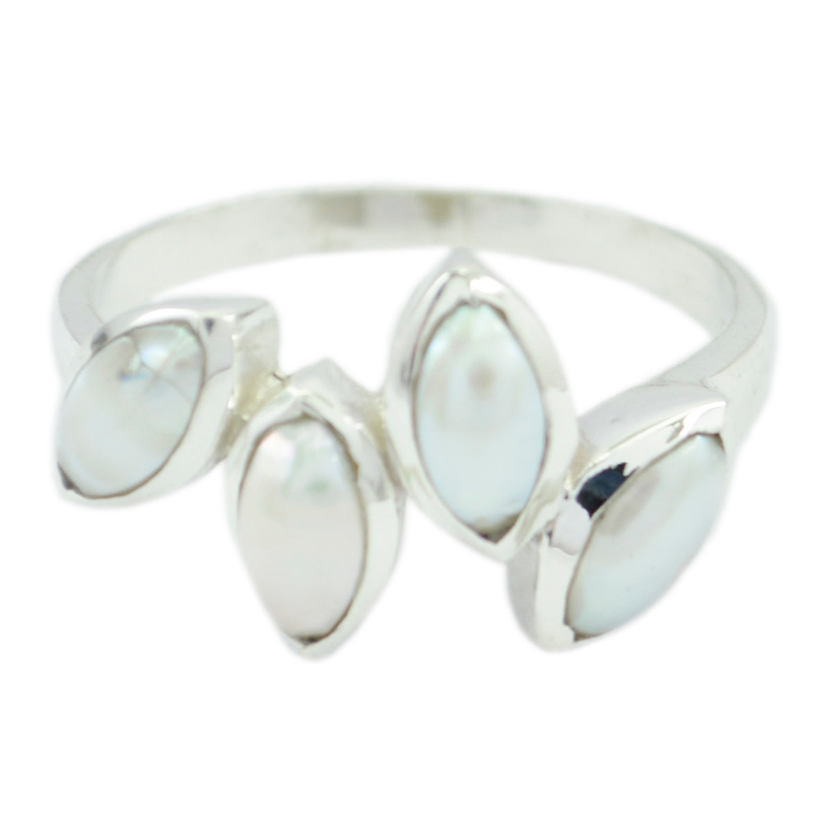 Pearl quarter German 925 Silver White Gemstones Featherlight Fairytale Ring Jewellery