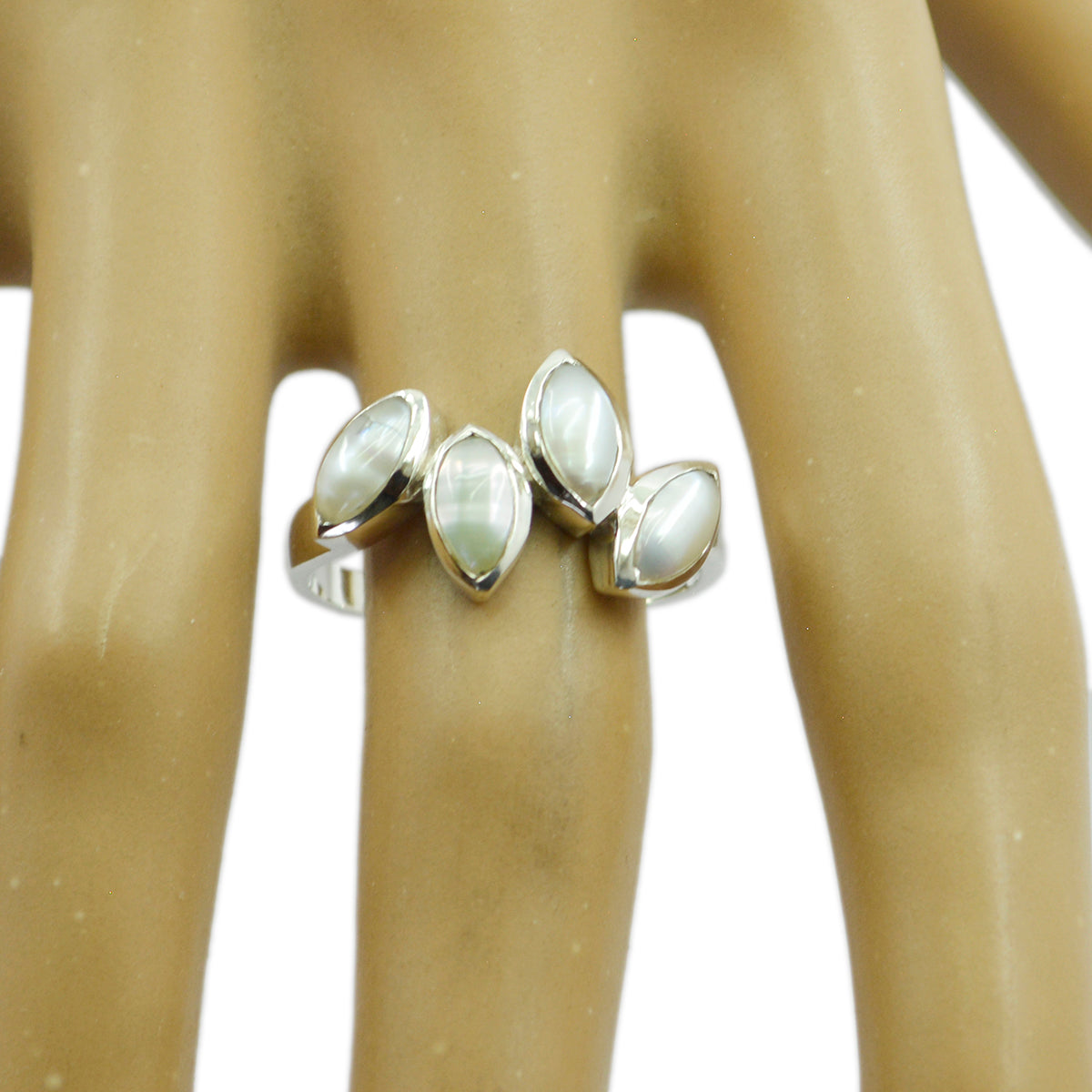 Pearl quarter German 925 Silver White Gemstones Featherlight Fairytale Ring Jewellery