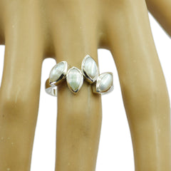 Pearl quarter German 925 Silver White Gemstones Featherlight Fairytale Ring Jewellery