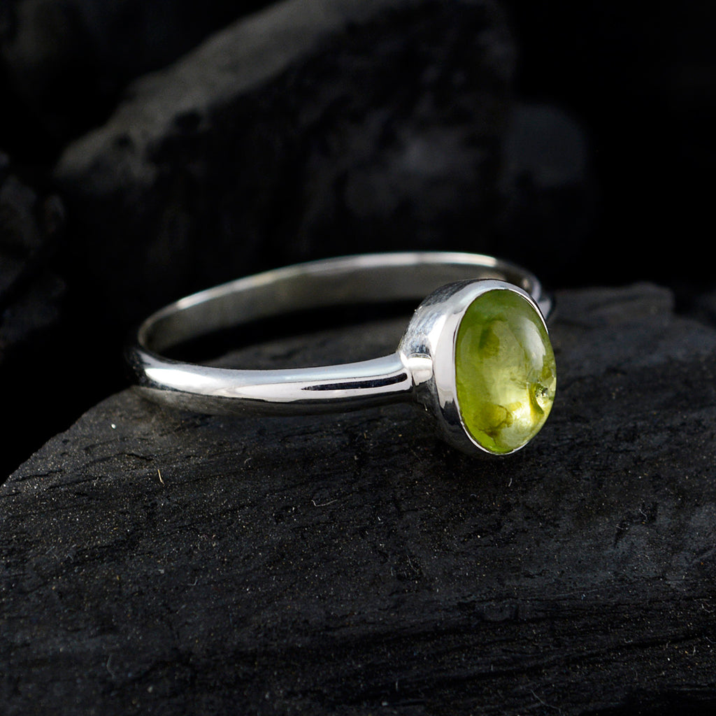 Peridot Solitaire American 92.5 Silver Green Gemstones Delicate Feminine Ring Jewelry