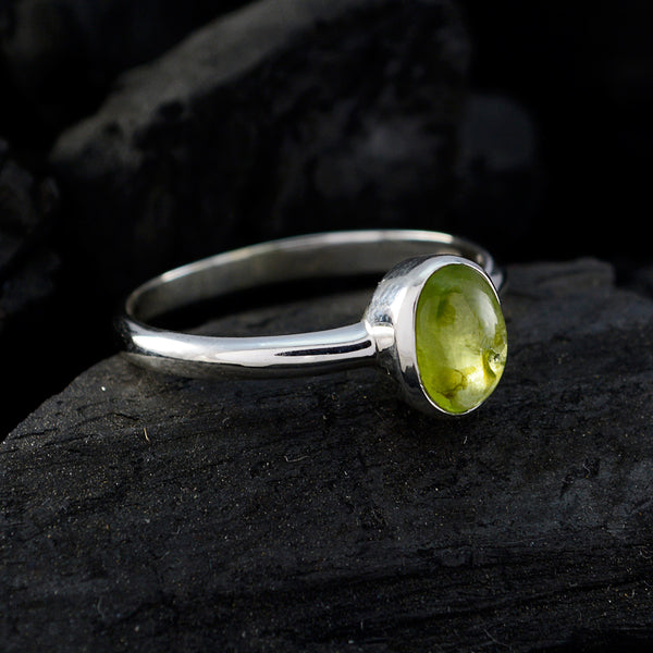Peridot Solitaire American 92.5 Silver Green Gemstones Delicate Feminine Ring Jewelry