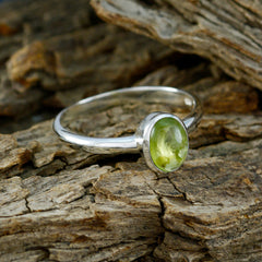 Peridot Solitaire American 92.5 Silver Green Gemstones Delicate Feminine Ring Jewelry