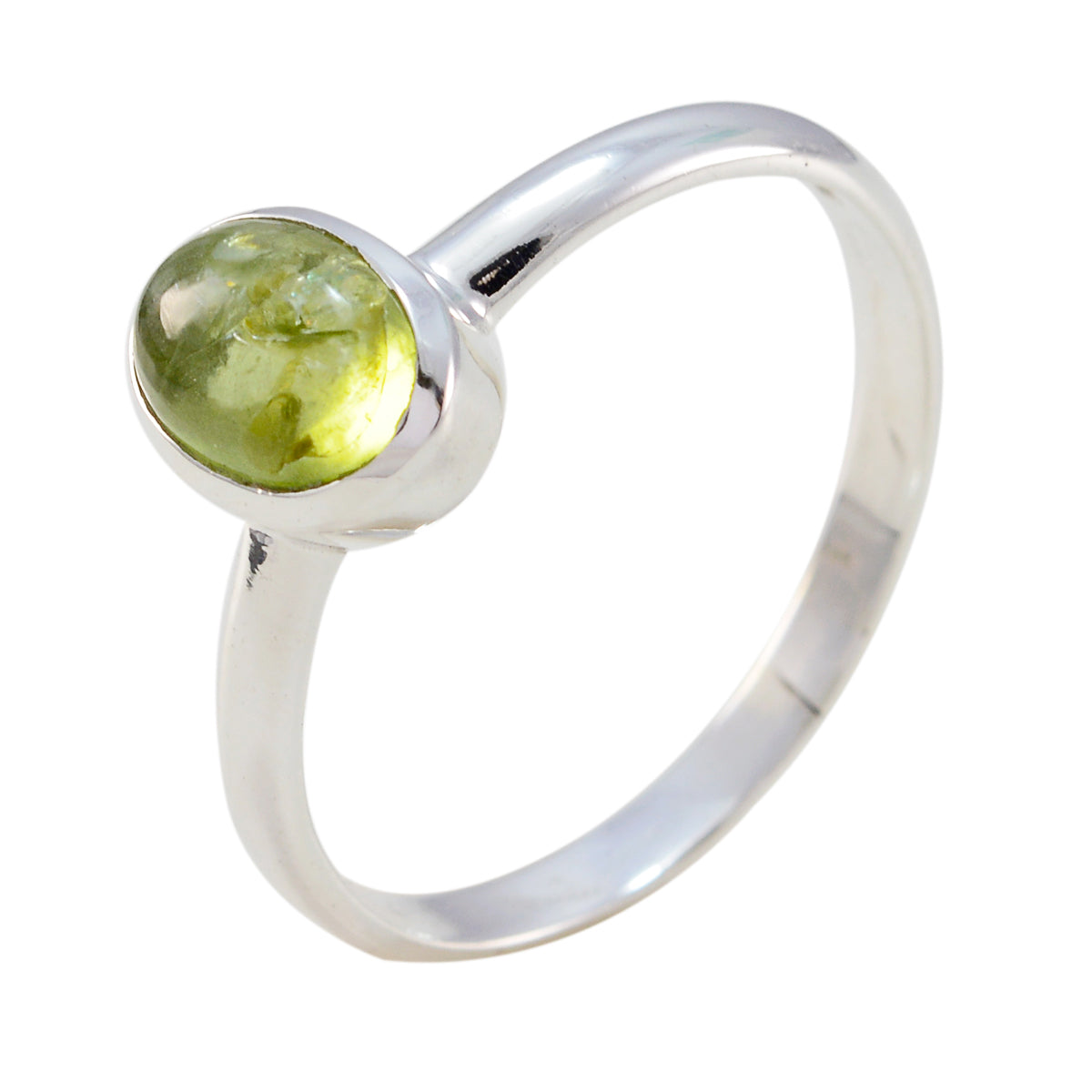 Peridot Solitaire American 92.5 Silver Green Gemstones Delicate Feminine Ring Jewelry