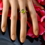 Peridot Solitaire American 925 Sterling Silver Green Gemstone Elegant  Twist Ring Jewelry