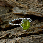 Peridot Solitaire American 925 Sterling Silver Green Gemstone Elegant  Twist Ring Jewelry