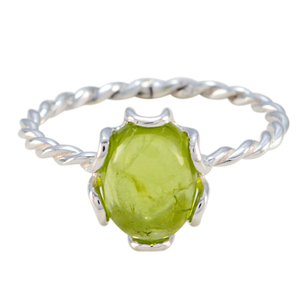 Peridot Solitaire American 925 Sterling Silver Green Gemstone Elegant  Twist Ring Jewelry