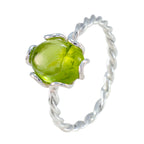 Peridot Solitaire American 925 Sterling Silver Green Gemstone Elegant  Twist Ring Jewelry