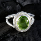 Peridot Solitaire Latin American Silver Green Gemstone Classic Rope Wire Ring Jewelry