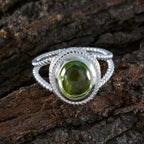 Peridot Solitaire Latin American Silver Green Gemstone Classic Rope Wire Ring Jewelry