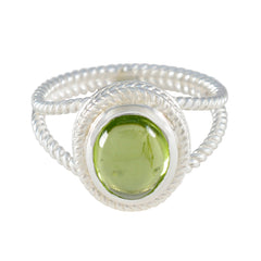 Peridot Solitaire Latin American Silver Green Gemstone Classic Rope Wire Ring Jewelry