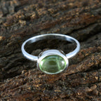 Peridot Solitaire Japanese Sterling Silver Green Gemstone Dainty Contemporary Ring Jewelry