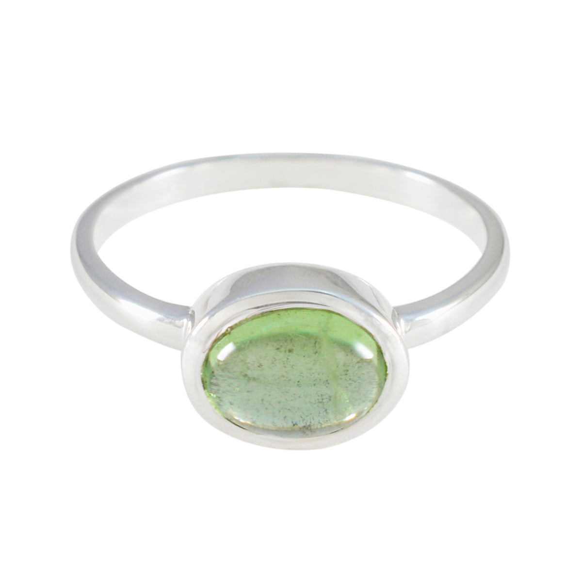 Peridot Solitaire Japanese Sterling Silver Green Gemstone Dainty Contemporary Ring Jewelry メイン画像