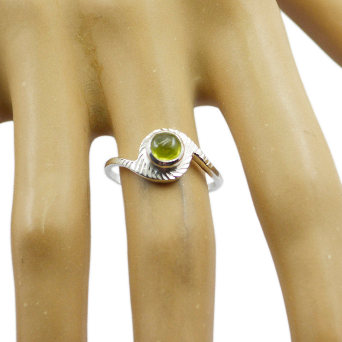 Peridot Solitaire American 925 Silver Green Gems Dainty Fairytale Ring Jewelry
