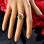 Peridot Solitaire Egyptian Silver Green Gemstone Mid weight Luxurious Ring Jewelry