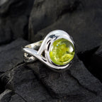 Peridot Solitaire Egyptian Silver Green Gemstone Mid weight Luxurious Ring Jewelry