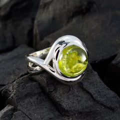 Peridot Solitaire Egyptian Silver Green Gemstone Mid weight Luxurious Ring Jewelry