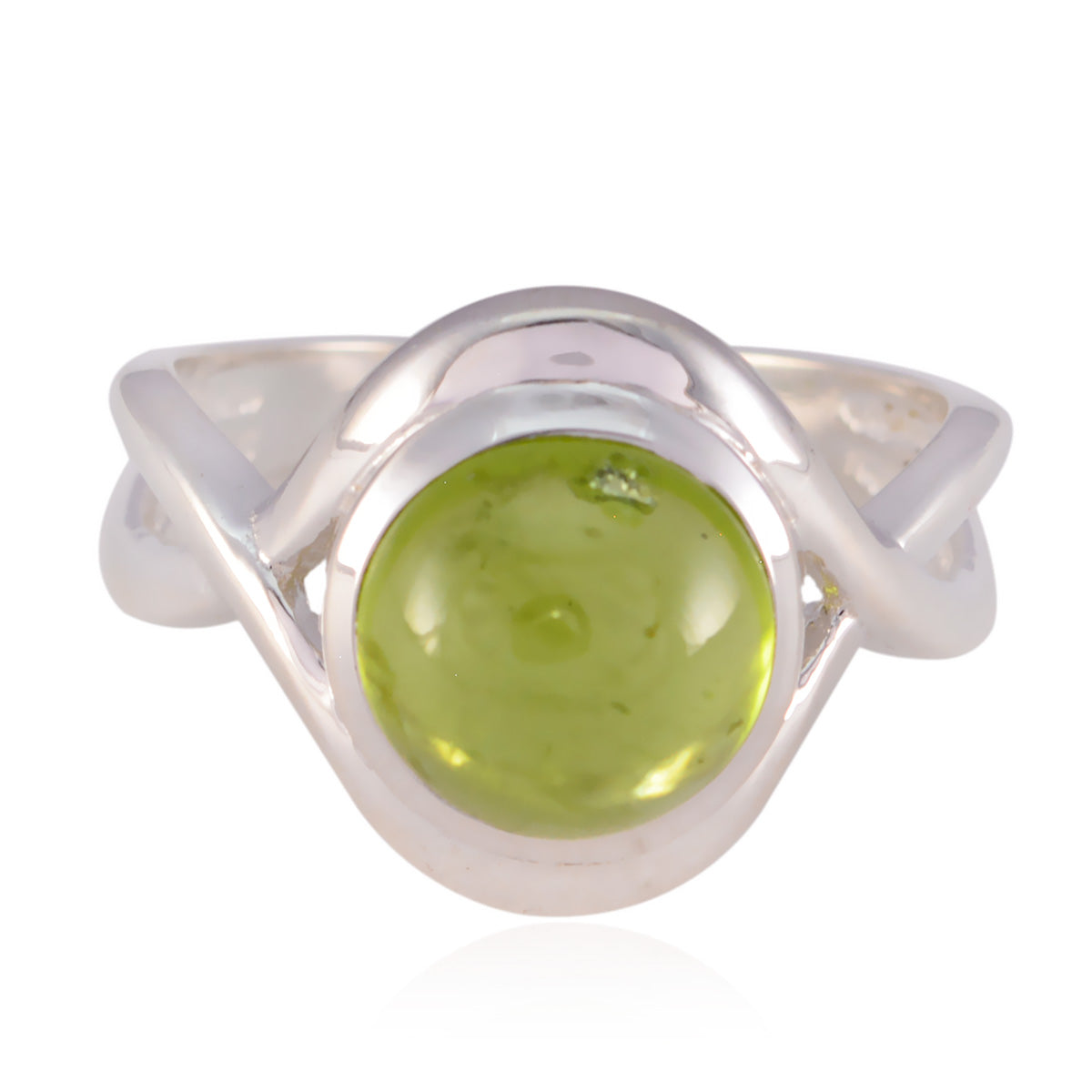 Peridot Solitaire Egyptian Silver Green Gemstone Mid weight Luxurious Ring Jewelry