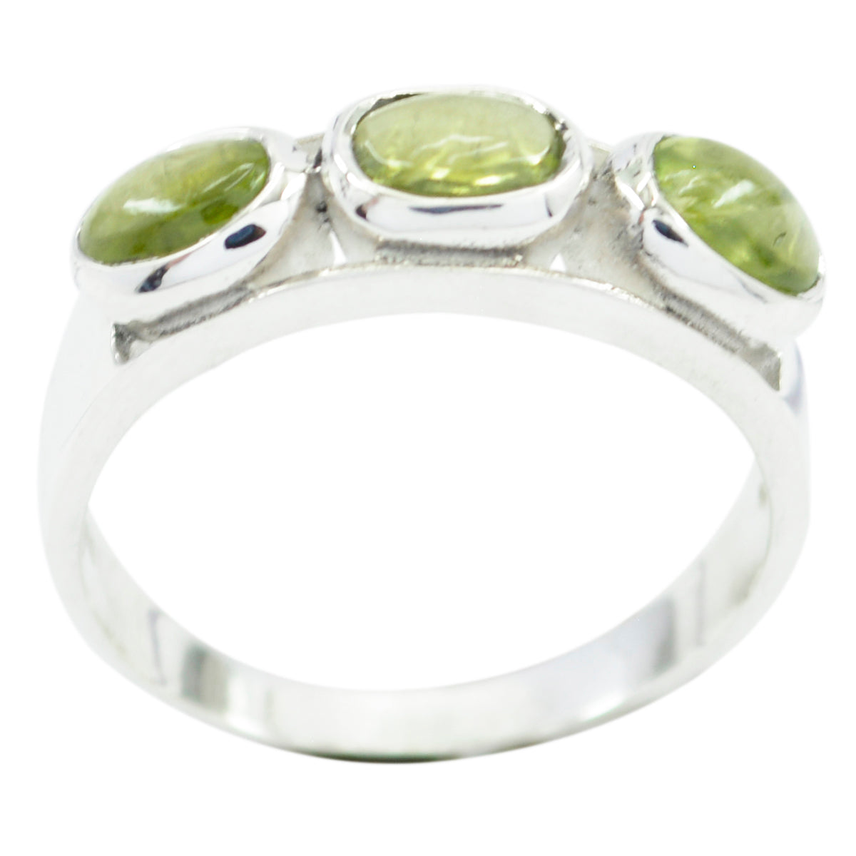 Peridot Trilogy Japanese Silver Green Gemstones Delicate Contemporary Ring Jewellery