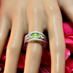 Peridot Trilogy Indian 92.5 Silver Green Gemstones Tiny Trendy Ring Jewellery