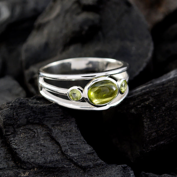 Peridot Trilogy Indian 92.5 Silver Green Gemstones Tiny Trendy Ring Jewellery
