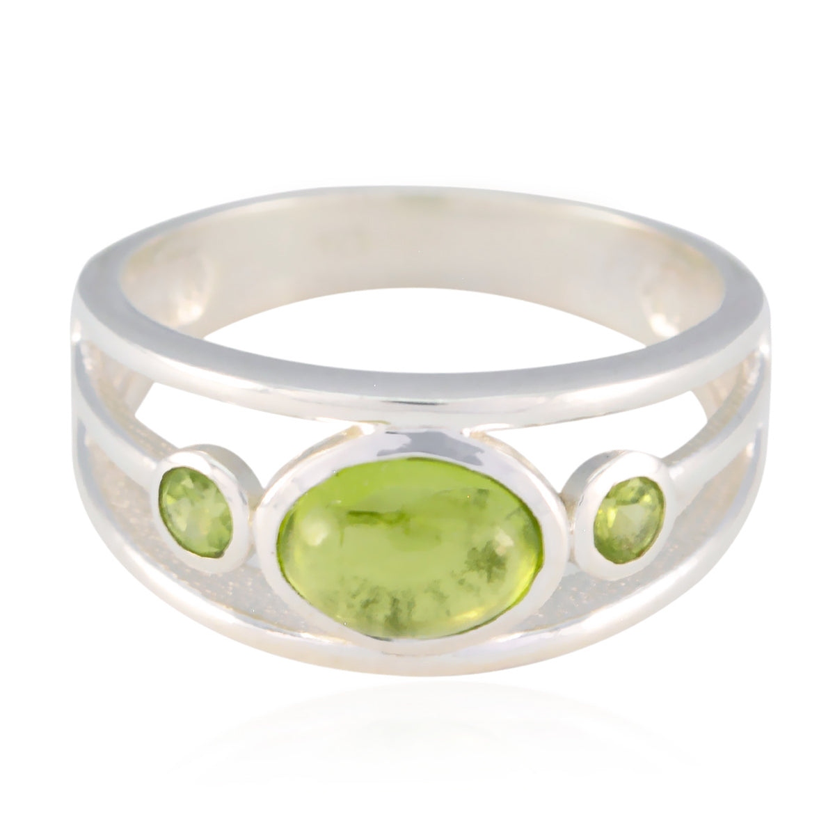 Peridot Trilogy Indian 92.5 Silver Green Gemstones Tiny Trendy Ring Jewellery Image principale du produit