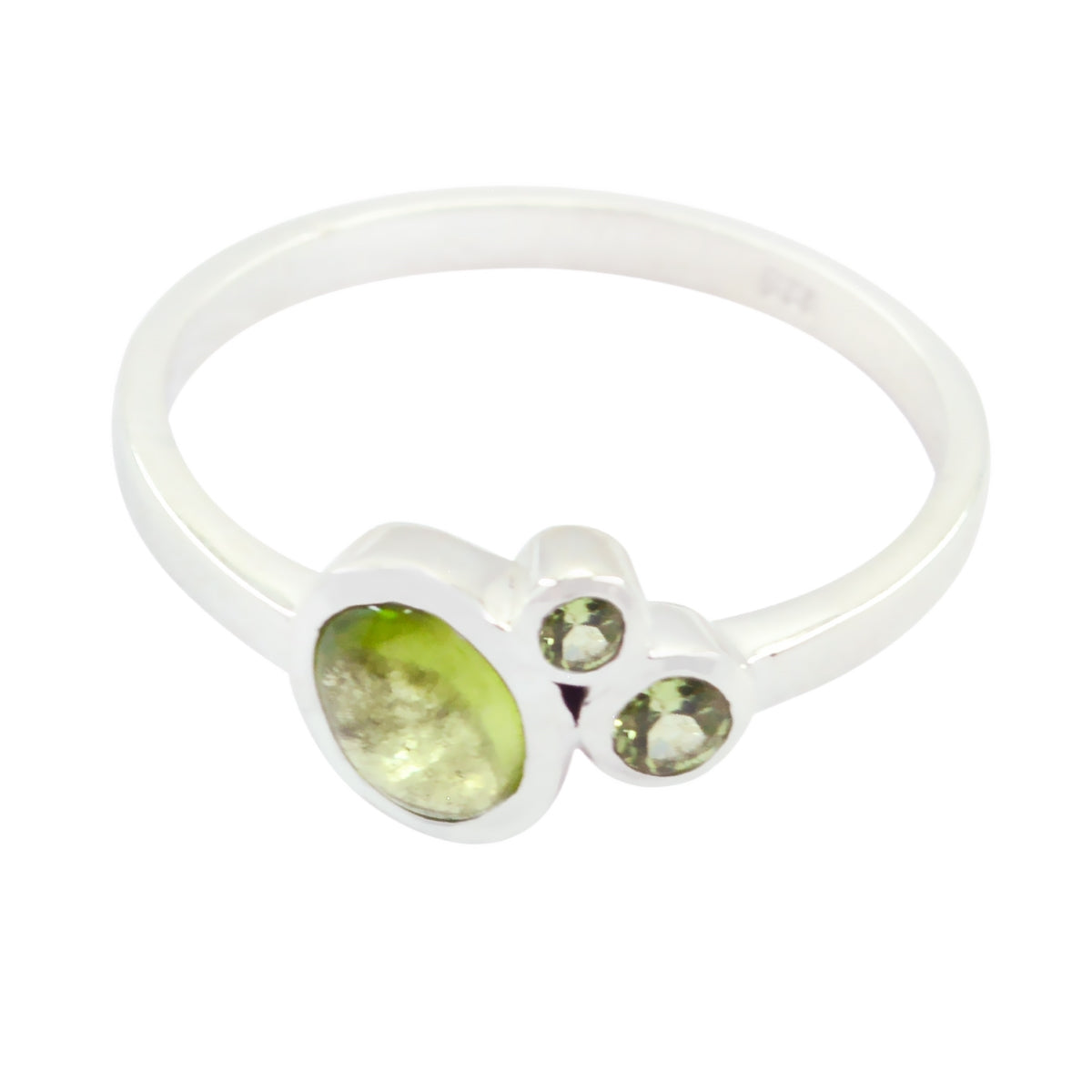Peridot Trilogy Turkish Silver Green Gemstone Whisper thin Artisan Ring Jewellery Huvudsaklig produktbild