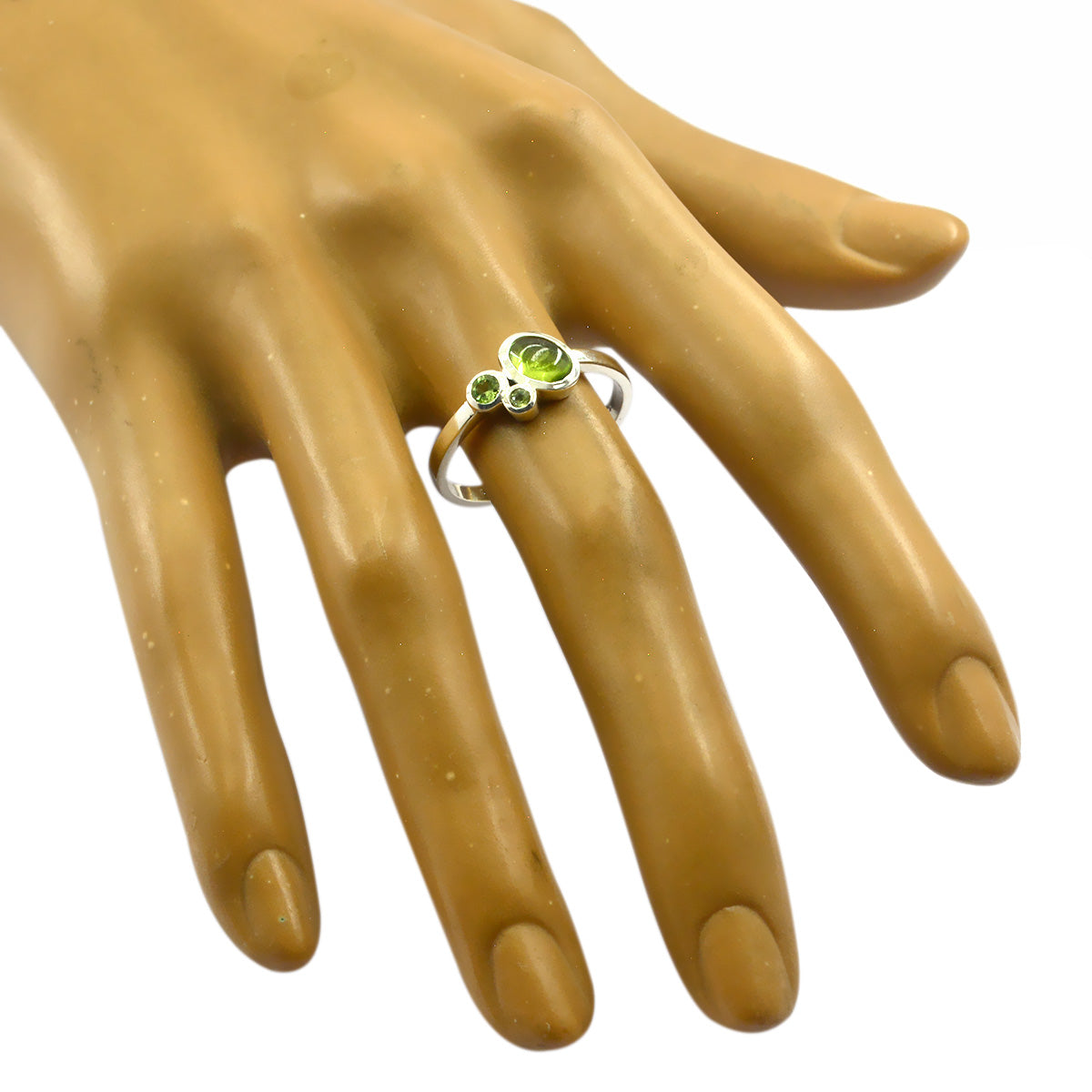 Peridot Trilogy Turkish Silver Green Gemstone Whisper thin Artisan Ring Jewellery