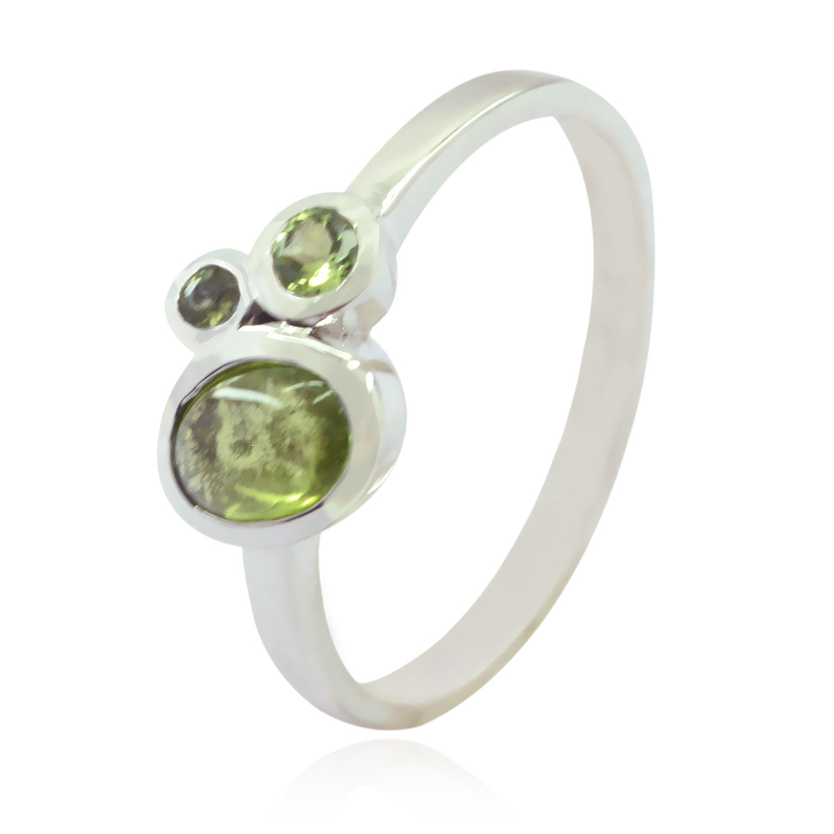 Peridot Trilogy Turkish Silver Green Gemstone Whisper thin Artisan Ring Jewellery