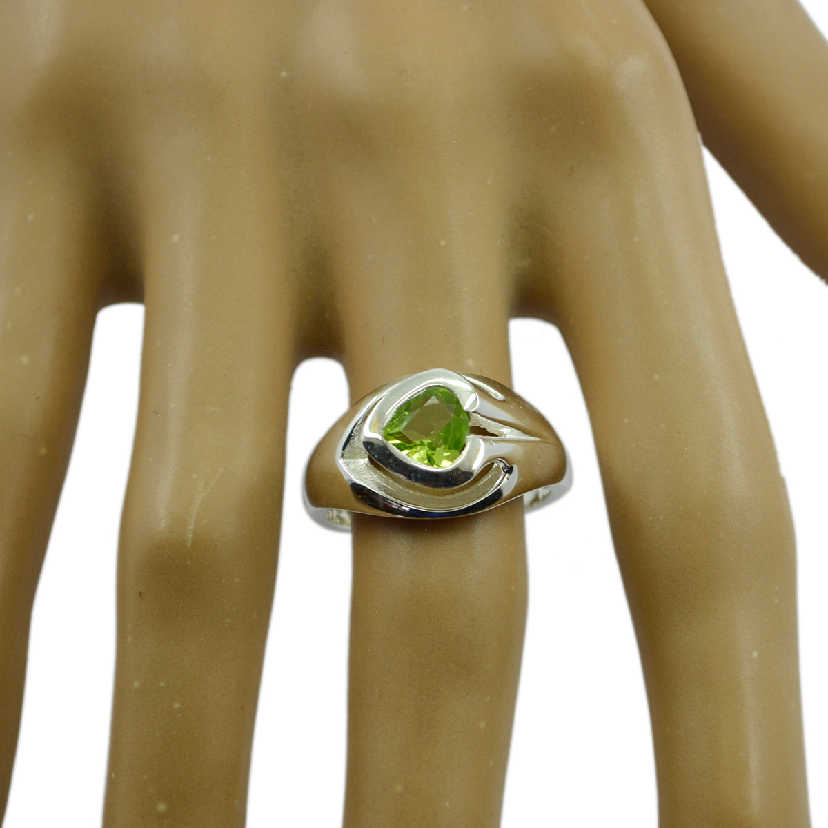 Peridot Solitaire Egyptian 925 Sterling Silver Green Gemstone Eye catching Feminine Ring Jewelry