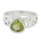 Peridot Solitaire French 92.5 Silver Green Gemstone Eye catching Engagement Ring Jewelry