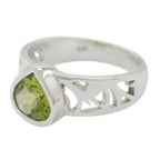 Peridot Solitaire French 92.5 Silver Green Gemstone Eye catching Engagement Ring Jewelry