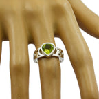 Peridot Solitaire French 92.5 Silver Green Gemstone Eye catching Engagement Ring Jewelry