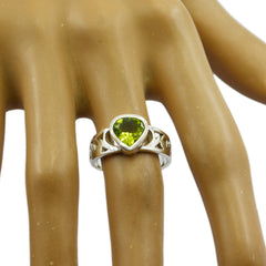 Peridot Solitaire French 92.5 Silver Green Gemstone Eye catching Engagement Ring Jewelry