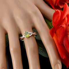 Peridot Solitaire Japanese 925 Sterling Silver Green Gemstone Whisper thin Feminine Ring Jewelry