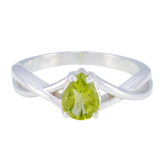 Peridot Solitaire Japanese 925 Sterling Silver Green Gemstone Whisper thin Feminine Ring Jewelry