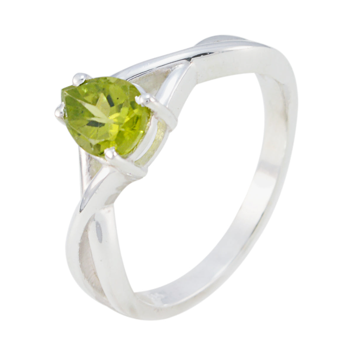Peridot Solitaire Japanese 925 Sterling Silver Green Gemstone Whisper thin Feminine Ring Jewelry