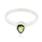 Peridot Solitaire American 925 Sterling Silver Green Gems Delicate Sophisticated Ring Jewellery