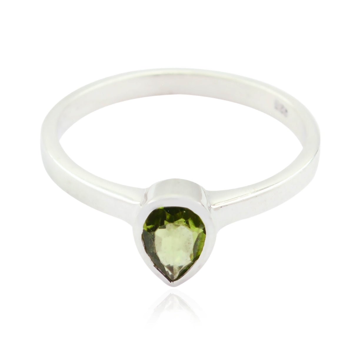 Peridot Solitaire American 925 Sterling Silver Green Gems Delicate Sophisticated Ring Jewellery