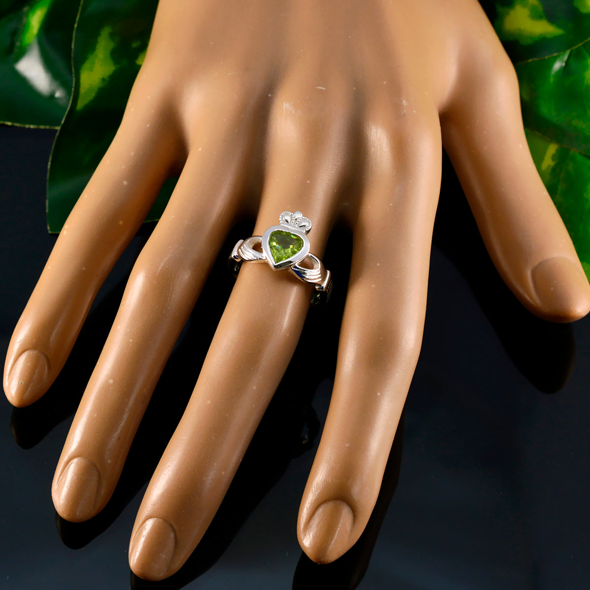 Peridot Solitaire Russian 925 Sterling Silver Green Gemstones Eye catching wedding Ring Jewellery