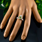 Peridot Solitaire Russian 925 Sterling Silver Green Gemstones Eye catching wedding Ring Jewellery
