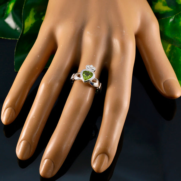 Peridot Solitaire Russian 925 Sterling Silver Green Gemstones Eye catching wedding Ring Jewellery