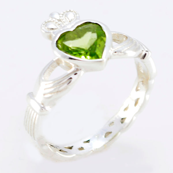 Peridot Solitaire Russian 925 Sterling Silver Green Gemstones Eye catching wedding Ring Jewellery