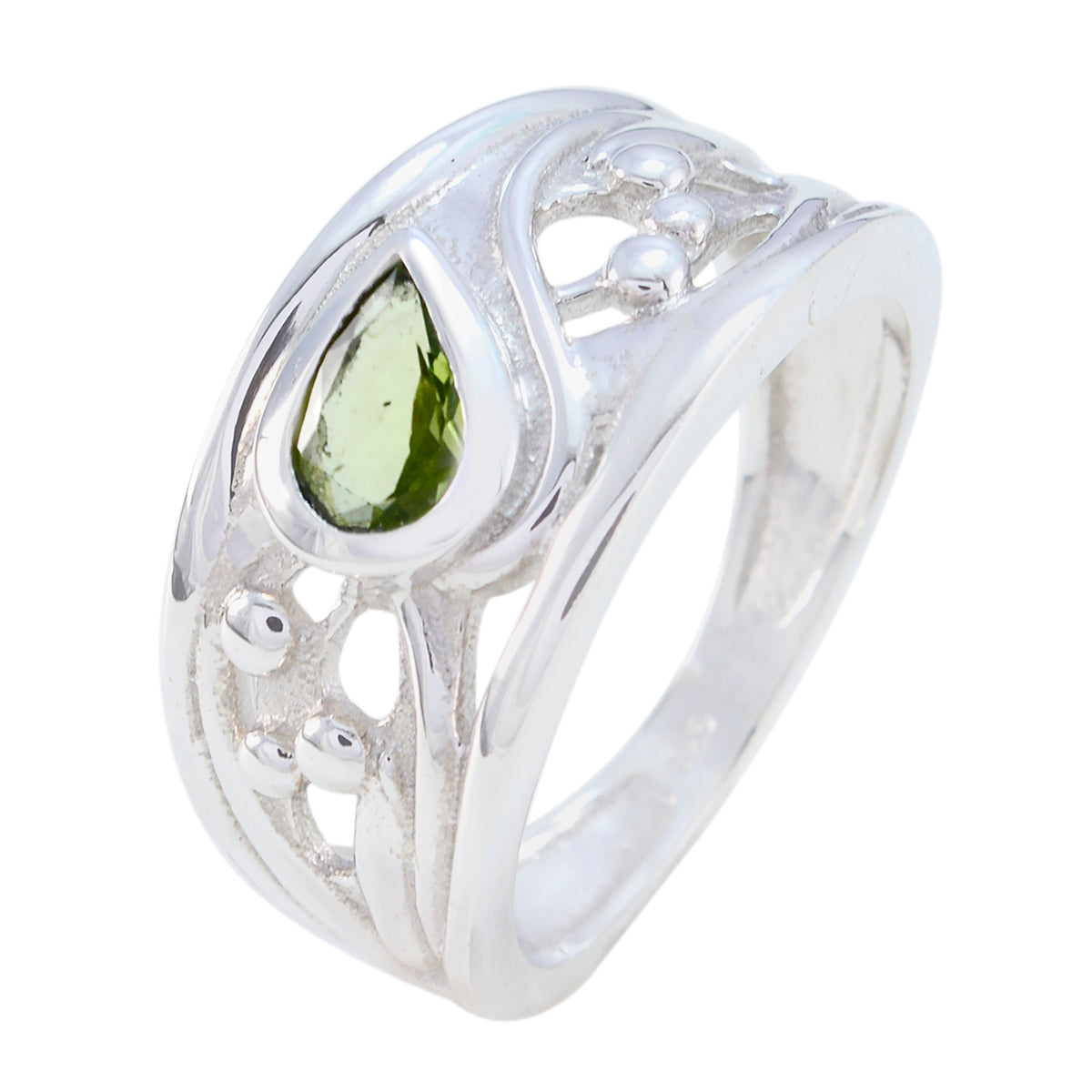 Peridot Solitaire Marokkaans 92,5 zilver met groene edelstenen, klassieke romantische ringsieraden Secundaire afbeelding