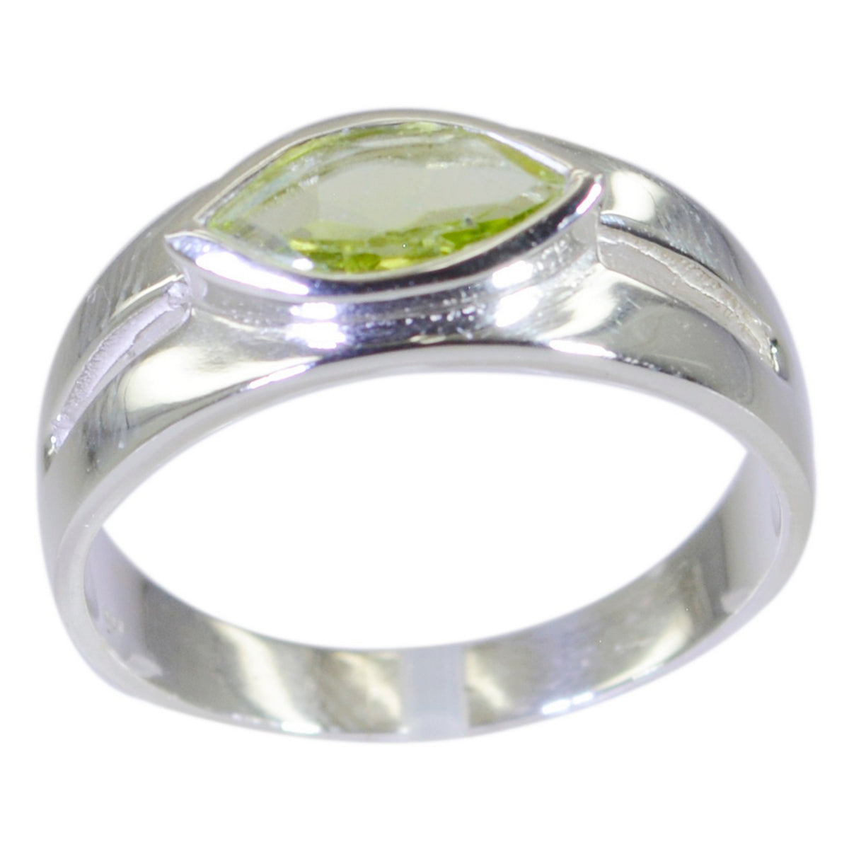 Peridot Solitaire African 925 Silver Green Gemstone Slim Modern Ring Jewelry