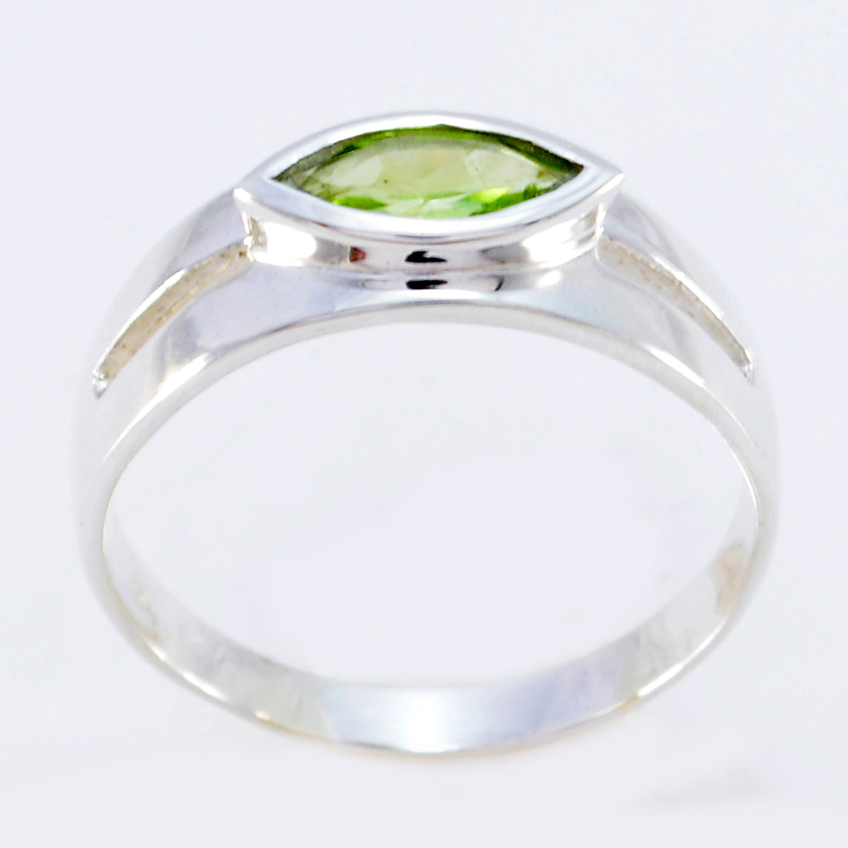 Peridot Solitaire African 925 Silver Green Gemstone Slim Modern Ring Jewelry