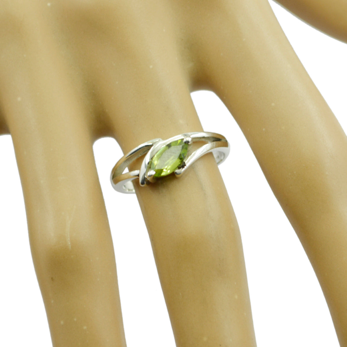 Peridot Solitaire Turks 92,5 zilver met groene edelstenen, sierlijke trendy ringsieraden Secundaire afbeelding